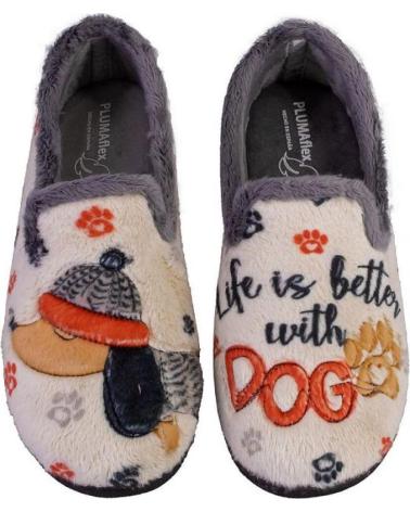 Pantufas de Mulher PLUMAFLEX 12282PERRO ZAPATILLAS DE CASA DE MUJER PERRO BEIGE
