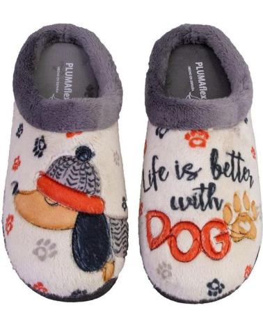 Pantufas de Mulher PLUMAFLEX 12281PERRO ZAPATILLAS DE CASA DE MUJER PERO BEIGE