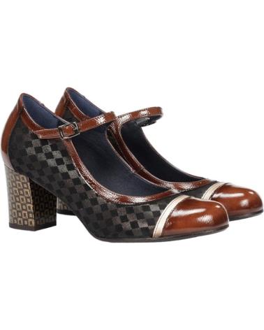 Chaussures-De-Mujer-DORKING-ZAPATO-SALON-COMBINADO-MARRON-CARCASNAPLASUGA-CAFE-CUERO-PORCELANA
