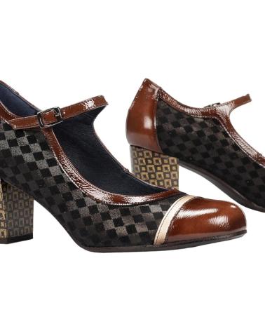 Chaussures-De-Mujer-DORKING-ZAPATO-SALON-COMBINADO-MARRON-CARCASNAPLASUGA-CAFE-CUERO-PORCELANA