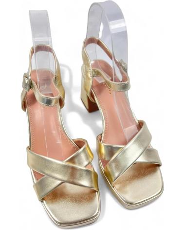 TIMBOS SANDALIAS DE FIESTA CON TACÓN ANCHO Y PLATAFORMA PARA MUJER ORO - MODELO 130309 PLATEADO