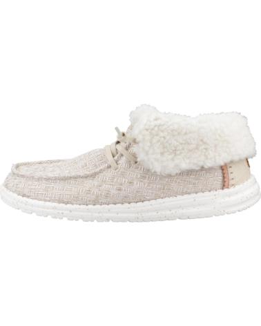 Zapatos de Mujer HEY DUDE ZAPATOS CASUAL MUJER MODELO WENDY FOLD STITCH COZY COLOR BEI TAN