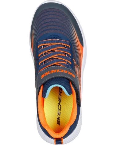 SKECHERS ZAPATILLAS MICROSPEC NINO 403926L-NVOR Y NARANJA AZUL