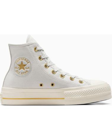 Woman Trainers CONVERSE A08237C CHUCK TAYLOR ALL STAR LIFT PLATFORM TAILORED LINES BARELY GREY-EGRET-GOLD VIOLETA