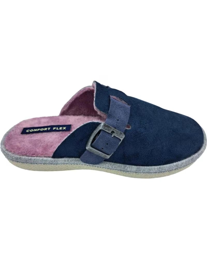 ZUECO DE CASA PARA MUJER CON HEBILLA AZUL MARINO