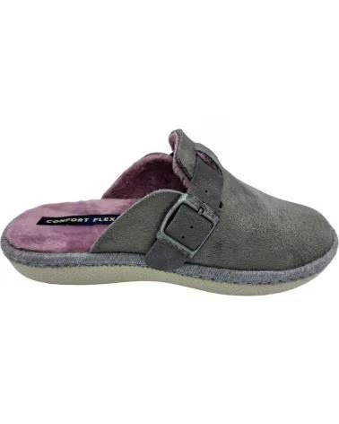 ZUECO DE CASA PARA MUJER CON HEBILLA Y DETALLE ACOLCHADO GRIS