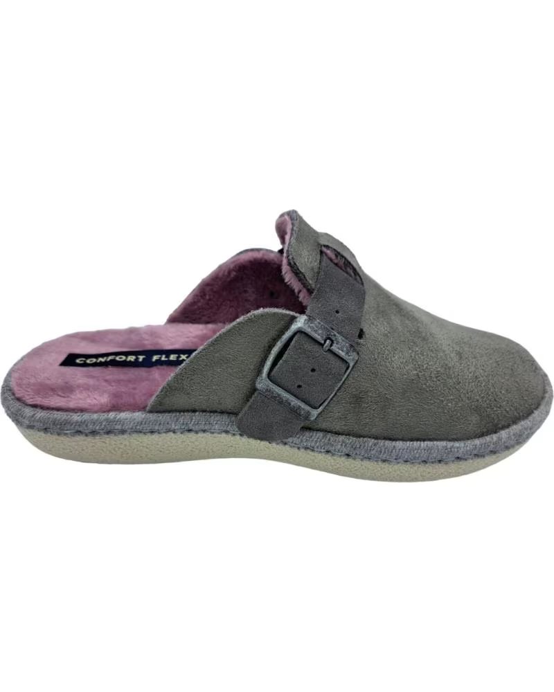 SABOT D´INTÉRIEUR POUR FEMME AVEC BOUCLE ET DÉTAIL MATELASSÉ GRIS