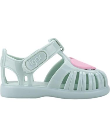 Zehansandalen für Mädchen IGOR TOBBY CORAZON VELCRO GLOSS VERDE