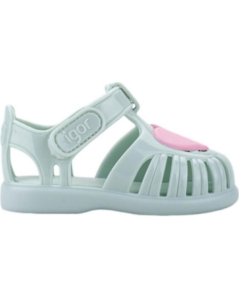 Zehansandalen für Mädchen IGOR TOBBY CORAZON VELCRO GLOSS VERDE