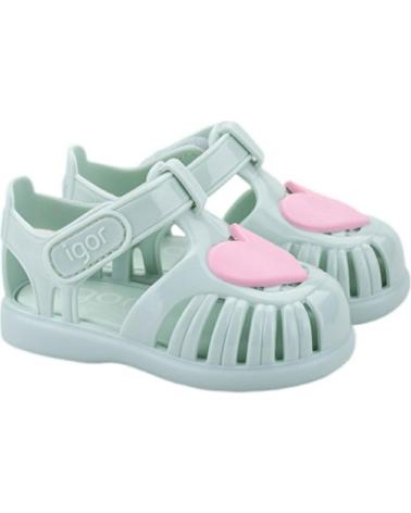 Zehansandalen für Mädchen IGOR TOBBY CORAZON VELCRO GLOSS VERDE
