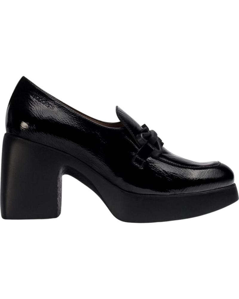 MOCASSINO WONDERS H-4961 NERO CON TACCO LARGO NEGRO