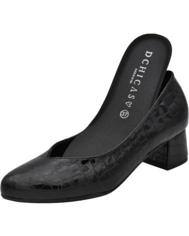Schuhe für Damen DCHICAS - SALON TACON BAJO DE PIEL CHAROL PARA PLANTILLAS NEGRO