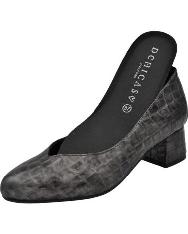 Woman shoes DCHICAS - SALON TACON BAJO DE PIEL CHAROL PARA PLANTILLAS ACERO
