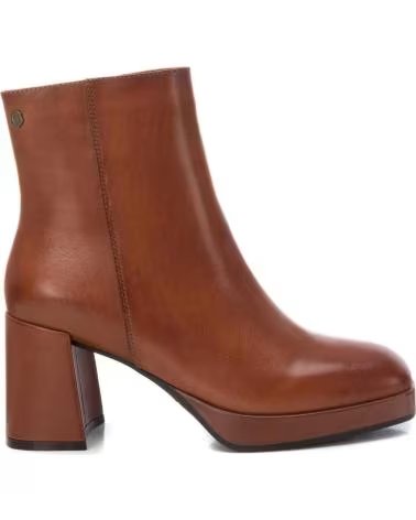 CARMELA 161846 LEATHER ANKLE BOOTS WITH WIDE HEEL AND PLATFORM CAMEL