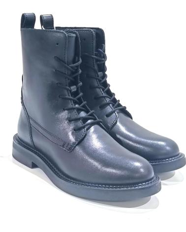 Stiefel für Damen GEOX BOTA MILITAR DE PIEL CON SUELA DE GOMA TRANSPIRABLE NEGRO
