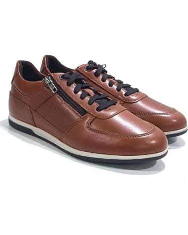 GEOX U454GB CHAUSSURE CASUAL EN CUIR MARRON À LACETS BROWN