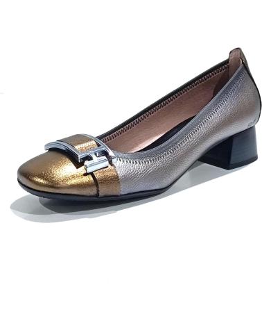 Schuhe für Damen HISPANITAS ZAPATO SALON DE PIEL CON TACON Y SUELA DE GOMA ACERO ORO