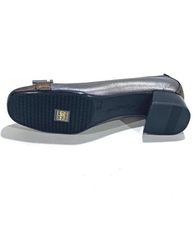 Schuhe für Damen HISPANITAS ZAPATO SALON DE PIEL CON TACON Y SUELA DE GOMA ACERO ORO
