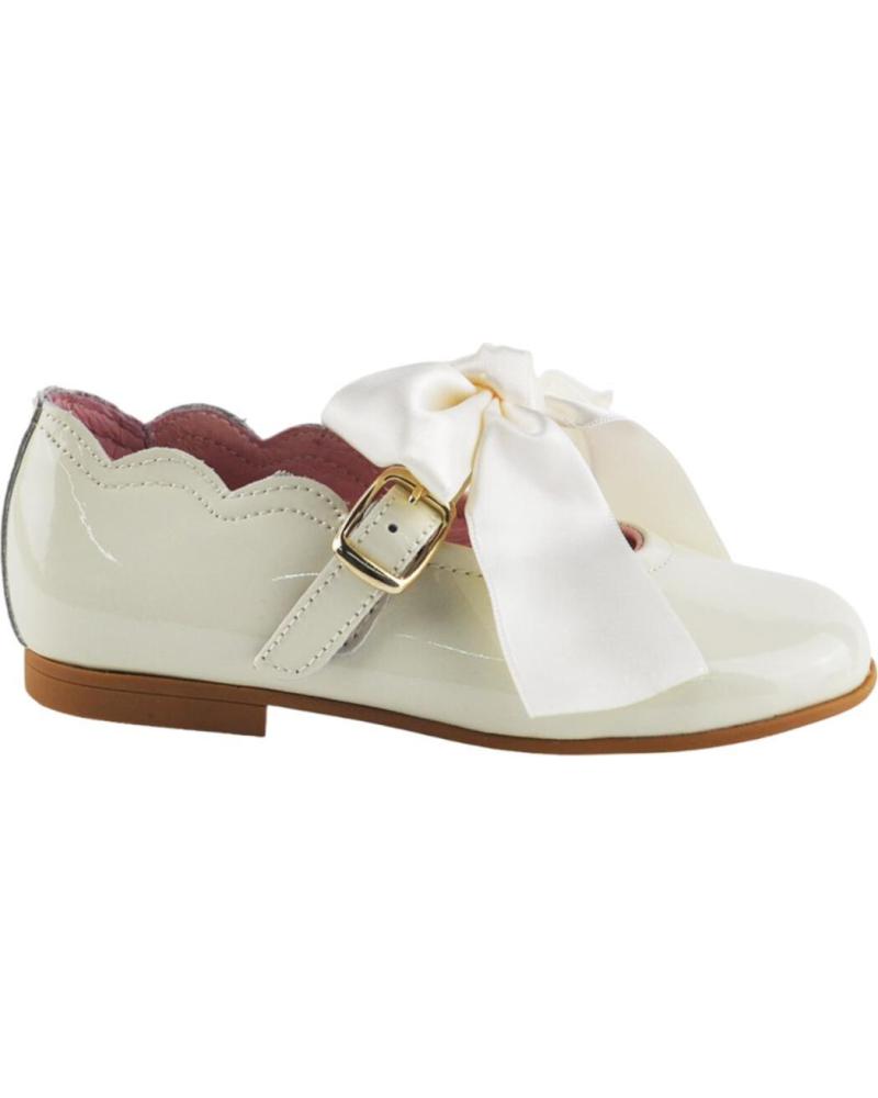 Zapatos de Niña ANGELITOS FRANCESITA CHAROL LAZO SATEN 1104 BEIGE