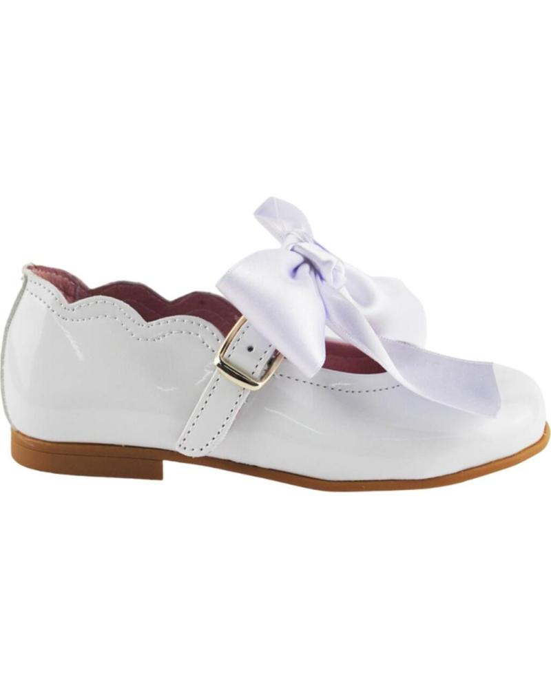 Zapatos de Niña ANGELITOS FRANCESITA CHAROL LAZO SATEN 1104 BLANCO