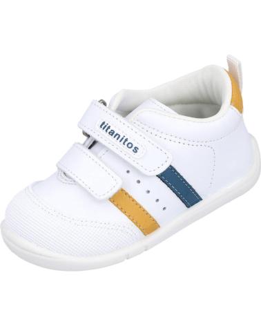 Sportif pour Garçon TITANITOS B500-AMANCIO CALZADO RESPETUOSO INFANTIL BLANCO-MOSTAZA