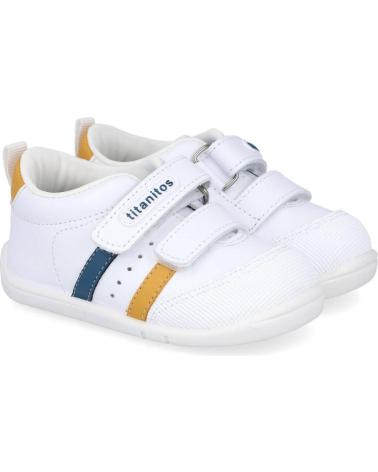 Sportif pour Garçon TITANITOS B500-AMANCIO CALZADO RESPETUOSO INFANTIL BLANCO-MOSTAZA