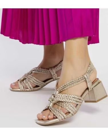 Sapatos de salto de Mulher GIOSEPPO 71744-MALIQSANDALIAS DE TACON METALIZADAS DE PIEL CON TRENZA ORO