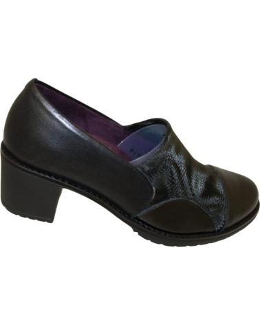 Sapatos de Mulher PITILLOS SALON EN PIEL NEGRA CON DETALLES TEXTURIZADOS Y TACON BAJO NEGRO