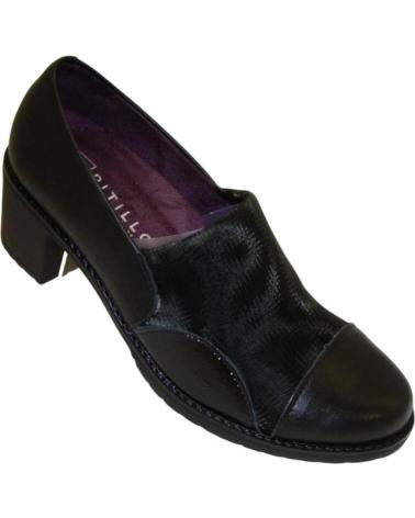 Sapatos de Mulher PITILLOS SALON EN PIEL NEGRA CON DETALLES TEXTURIZADOS Y TACON BAJO NEGRO