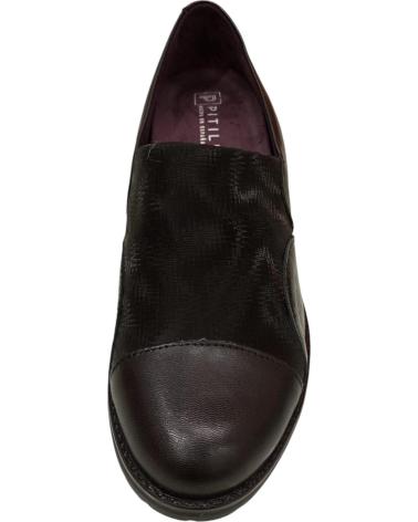 Sapatos de Mulher PITILLOS SALON EN PIEL NEGRA CON DETALLES TEXTURIZADOS Y TACON BAJO NEGRO