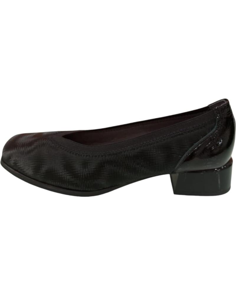 Scarpe per Donna PITILLOS SALON CLASICO EN PIEL Y LYCRA CON TACON BAJO DE CHAROL NEGRO