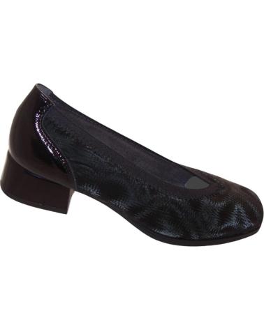 Scarpe per Donna PITILLOS SALON CLASICO EN PIEL Y LYCRA CON TACON BAJO DE CHAROL NEGRO