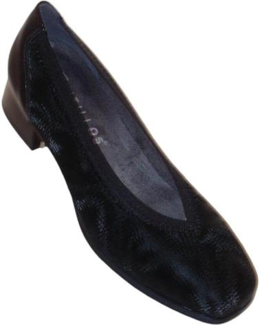 Scarpe per Donna PITILLOS SALON CLASICO EN PIEL Y LYCRA CON TACON BAJO DE CHAROL NEGRO