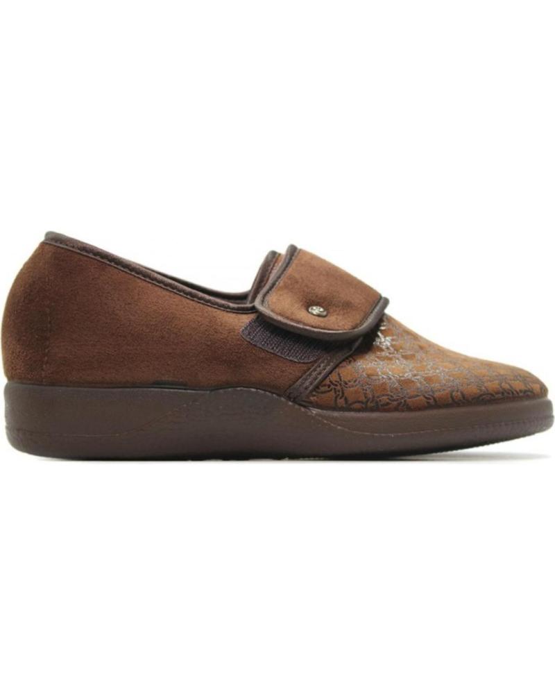Pantofole per Donna DEVALVERDE ZAPATILLA VELCRO PARA MUJER 1109 COLOR MARRON