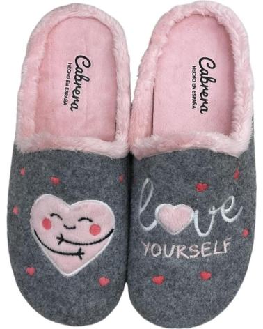 Pantoufles pour Femme CABRERA ZAPATILLAS DE CASA CORAZON GRIS PICOS