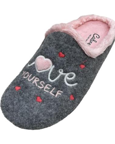 Pantoufles pour Femme CABRERA ZAPATILLAS DE CASA CORAZON GRIS PICOS