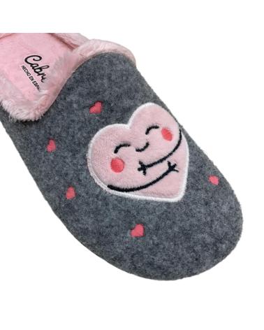 Pantoufles pour Femme CABRERA ZAPATILLAS DE CASA CORAZON GRIS PICOS