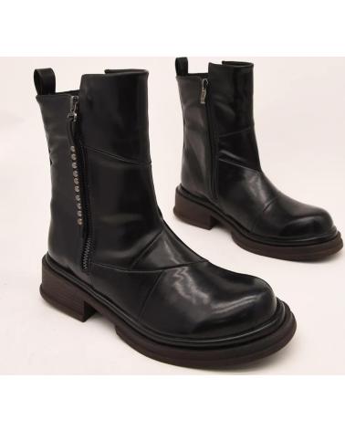 Boots-De-Mujer-AZAREY-494H596-BOTINES-MOTEROS-DE-CUERO-NEGRO-CON-CIERRE-Y-DETALLES-GRIS