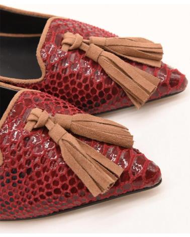 Zapatos-De-Mujer-AZAREY-574H586-BAILARINAS-EFECTO-SERPIENTE-CON-BORLA-TAUPE-BURDEOS