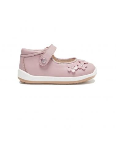 Zapatos de Niña MAYORAL MERCEDITAS PIEL FLORES BEBE NINA 41328 ROSA