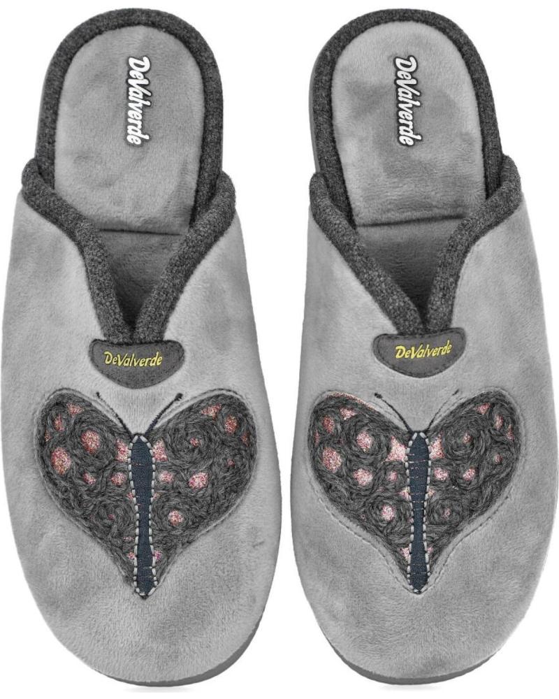 Pantoufles pour Femme DEVALVERDE 1162 ZAPATILLAS DE CASA PARA MUJER GRIS