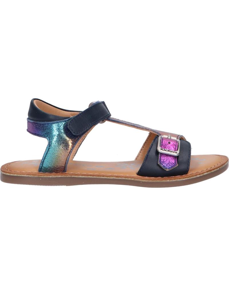Sandali per Bambina KICKERS 784457-30 DIAZZ COW 51 BLEU FONCE METALLISE