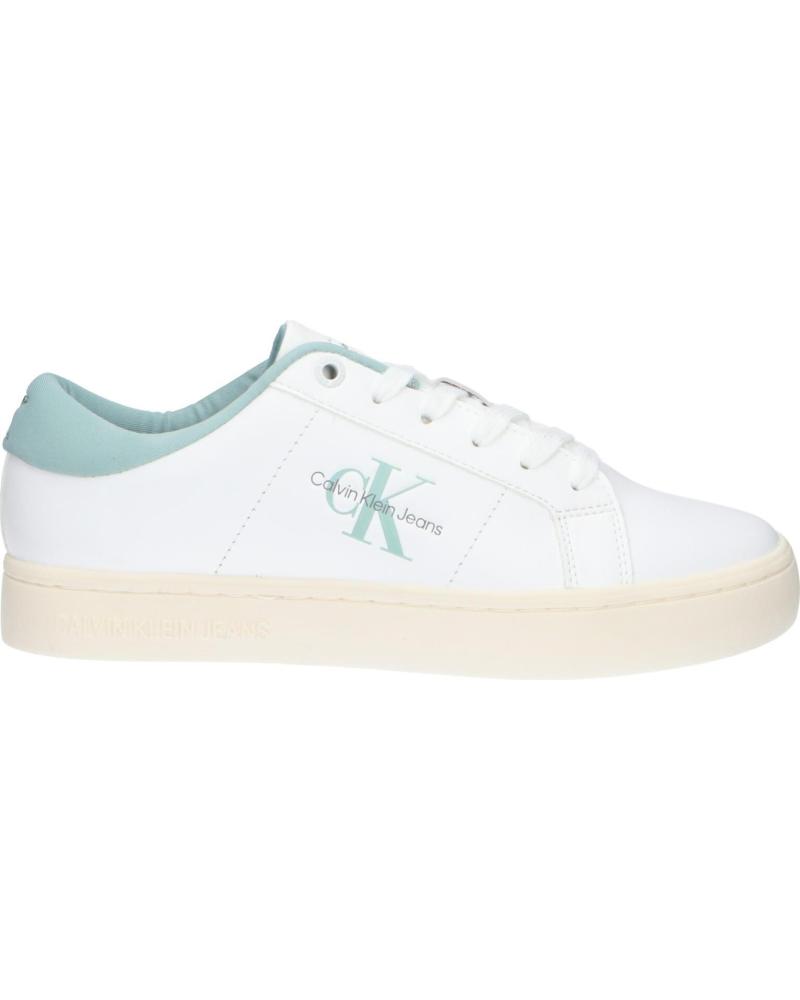 Sportivo per Donna CALVIN KLEIN YW0YW01444 CLASSIC CUPSOLE 02R BRIGHT WHITE-BLUE SURF