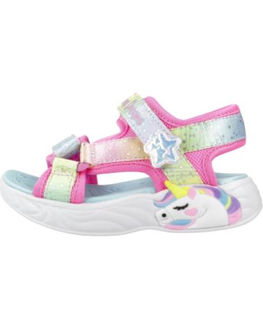 SKECHERS GIRLS' UNICORN SANDALS 302682N PINK MULTICOLOR PKMT