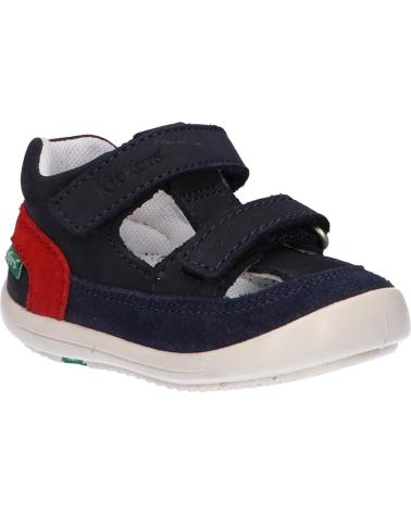 boy Sandals KICKERS 692395-10 KID CUIR 101 MARINE ROUGE