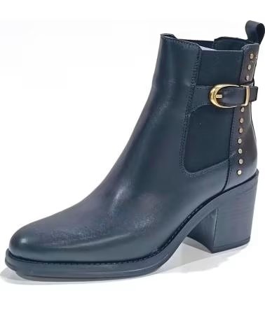BOTINES ALPE 5201 CHELSEA DE PIEL NEGRA CON TACÓN Y HEBILLA NEGRO