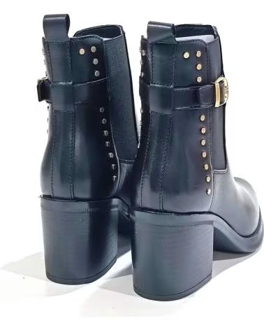 BOTINES ALPE 5201 CHELSEA DE PIEL NEGRA CON TACÓN Y HEBILLA NEGRO