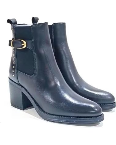 BOTINES ALPE 5201 CHELSEA DE PIEL NEGRA CON TACÓN Y HEBILLA NEGRO