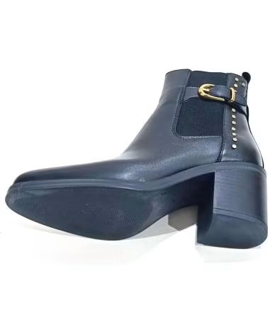 BOTINES ALPE 5201 CHELSEA DE PIEL NEGRA CON TACÓN Y HEBILLA NEGRO