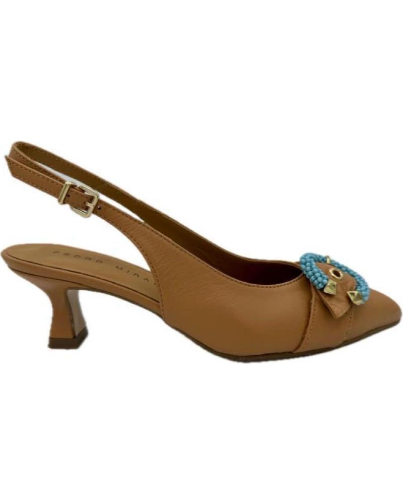 Sandálias de Mulher PEDRO MIRALLES ZAPATO SALON LASAO CAMEL CON TURQUESA DE MARRóN